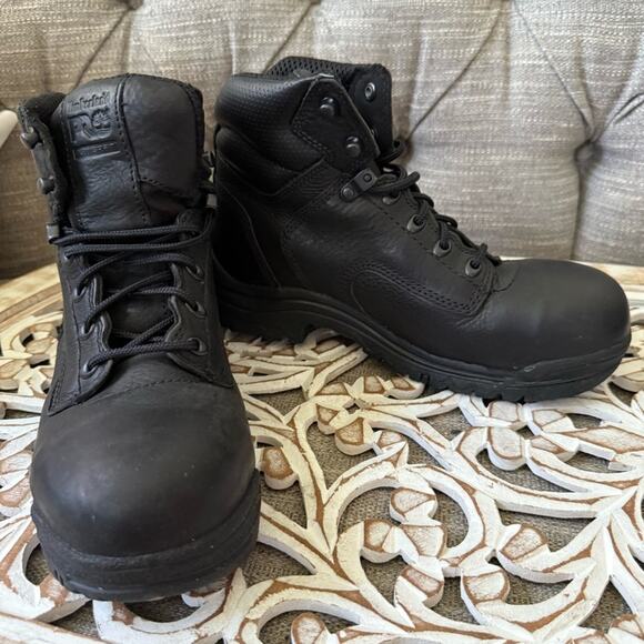 Timberland Pro Black Leather Work Boots Composite Toe Women’s 9 - Picture 1 of 8